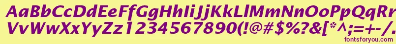 OfficetypesansBoldItalic-fontti – violetit fontit keltaisella taustalla