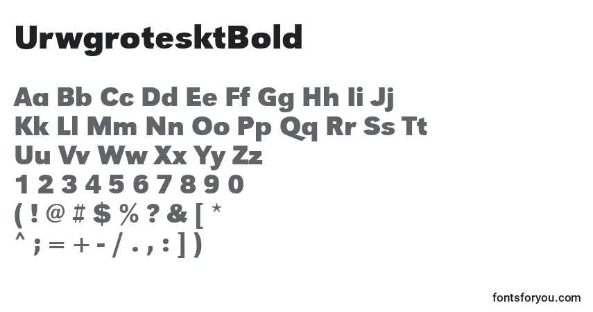 A fonte UrwgrotesktBold – alfabeto, números, caracteres especiais
