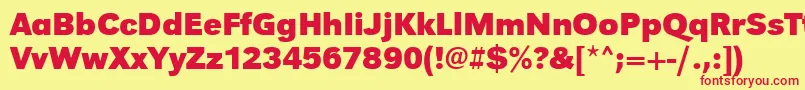UrwgrotesktBold-fontti – punaiset fontit keltaisella taustalla