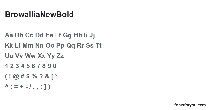 Шрифт BrowalliaNewBold – алфавит, цифры, специальные символы