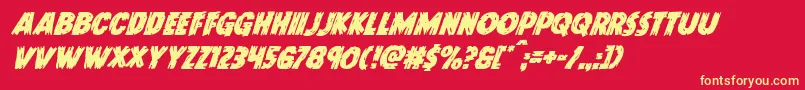 フォントDoktermonstrosuperital – 黄色の文字、赤い背景
