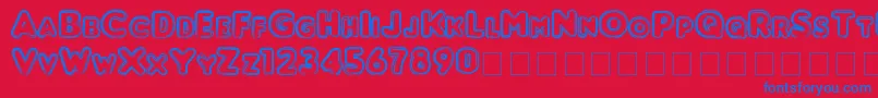 Punched Font – Blue Fonts on Red Background