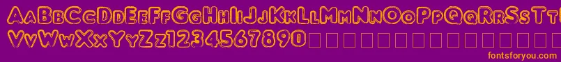 Punched Font – Orange Fonts on Purple Background