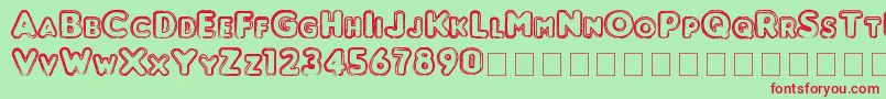 Punched Font – Red Fonts on Green Background