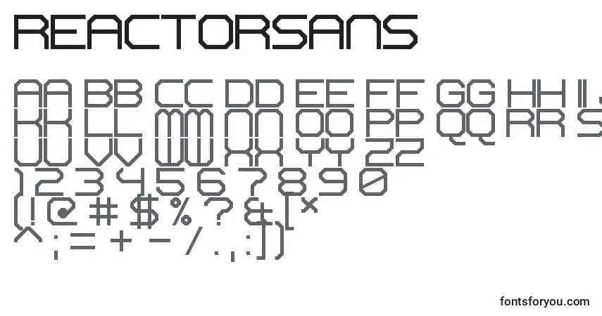 Czcionka ReactorSans – alfabet, cyfry, specjalne znaki
