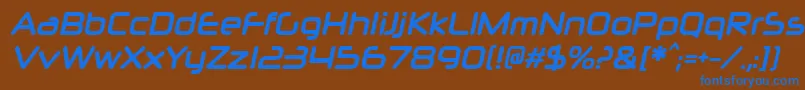 NeuropolxcdBolditalic-Schriftart – Blaue Schriften auf braunem Hintergrund
