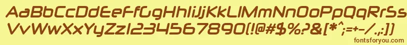 フォントNeuropolxcdBolditalic – 茶色の文字が黄色の背景にあります。