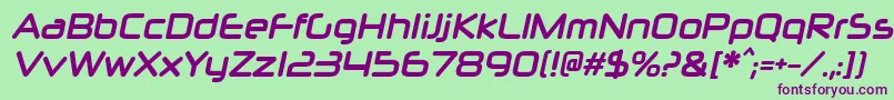 NeuropolxcdBolditalic Font – Purple Fonts on Green Background