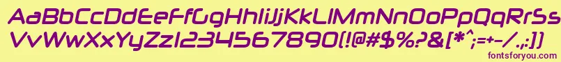 NeuropolxcdBolditalic Font – Purple Fonts on Yellow Background