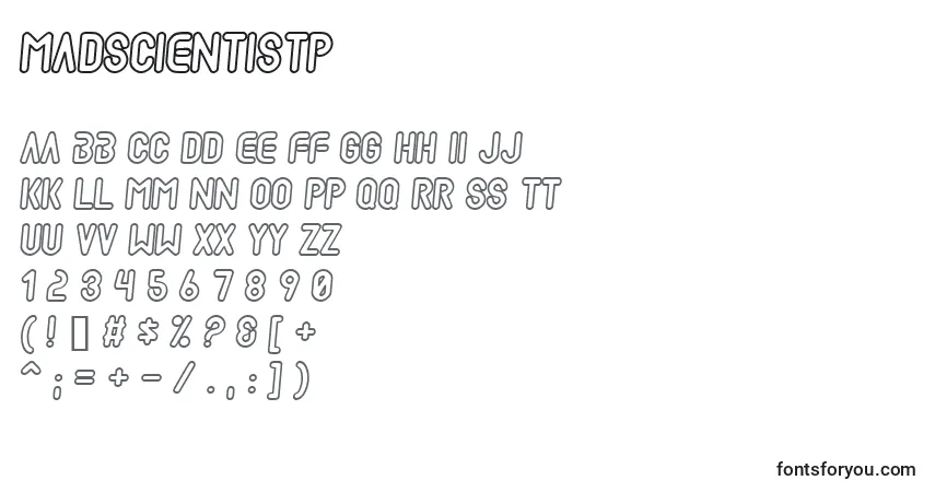 Schriftart MadscientistP – Alphabet, Zahlen, spezielle Symbole