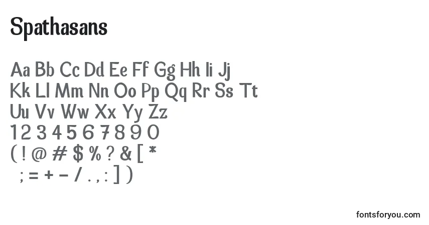 Schriftart Spathasans – Alphabet, Zahlen, spezielle Symbole