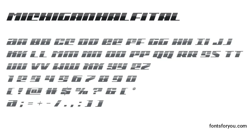 Fuente Michiganhalfital - alfabeto, números, caracteres especiales