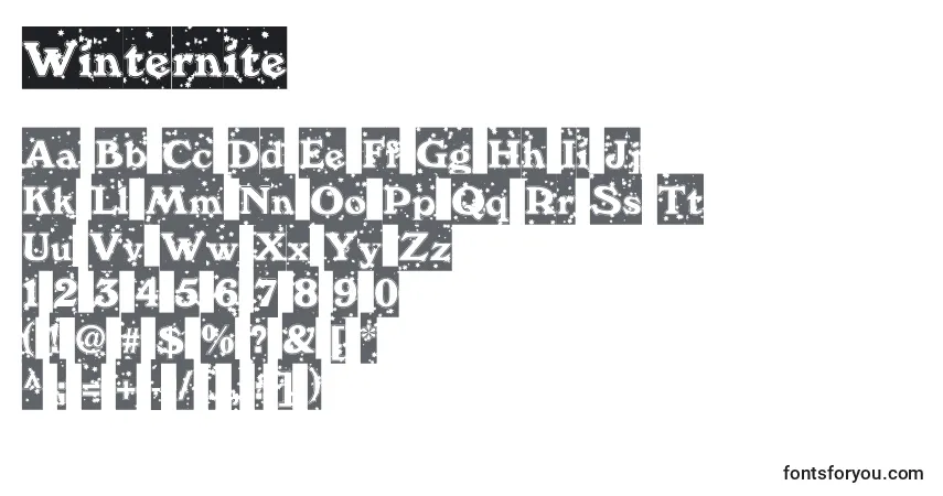 Schriftart Winternite – Alphabet, Zahlen, spezielle Symbole