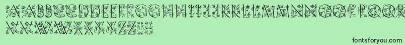 フォントGardendisplaycaps – 緑の背景に黒い文字