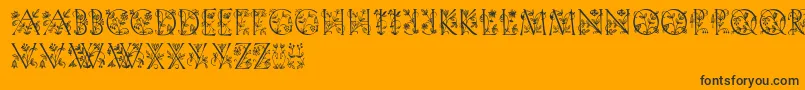 Gardendisplaycaps-Schriftart – Schwarze Schriften auf orangefarbenem Hintergrund