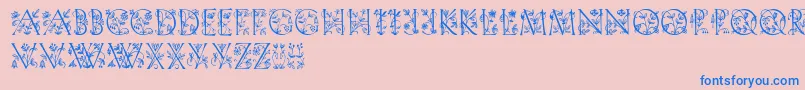 Gardendisplaycaps-Schriftart – Blaue Schriften auf rosa Hintergrund