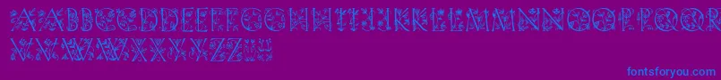 Fonte Gardendisplaycaps – fontes azuis em um fundo violeta