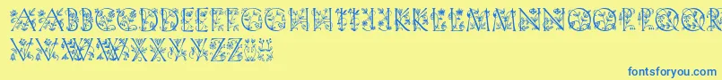 Gardendisplaycaps Font – Blue Fonts on Yellow Background