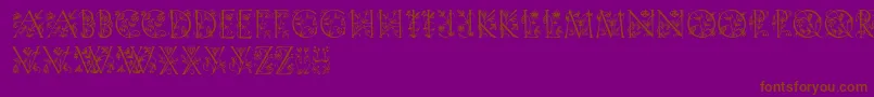 Gardendisplaycaps-Schriftart – Braune Schriften auf violettem Hintergrund