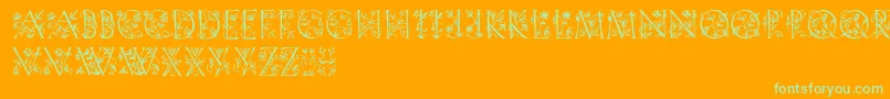 Gardendisplaycaps Font – Green Fonts on Orange Background