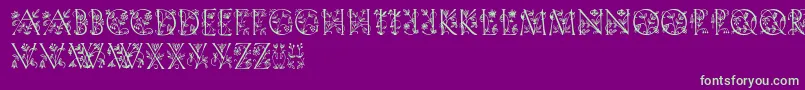 フォントGardendisplaycaps – 紫の背景に緑のフォント