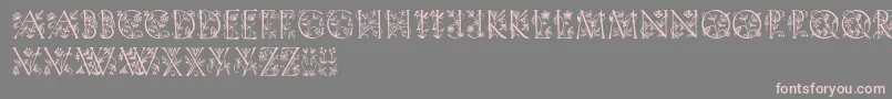 Gardendisplaycaps-fontti – vaaleanpunaiset fontit harmaalla taustalla