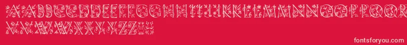 Gardendisplaycaps-fontti – vaaleanpunaiset fontit punaisella taustalla