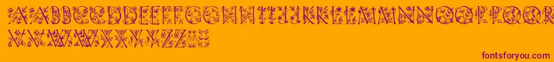 Gardendisplaycaps Font – Purple Fonts on Orange Background