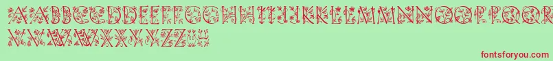 Gardendisplaycaps-Schriftart – Rote Schriften auf grünem Hintergrund