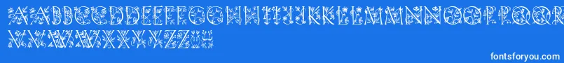 フォントGardendisplaycaps – 青い背景に白い文字