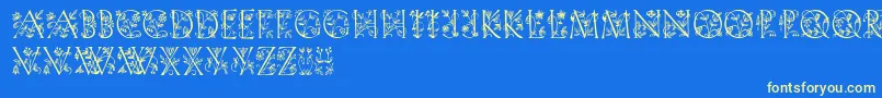Gardendisplaycaps Font – Yellow Fonts on Blue Background
