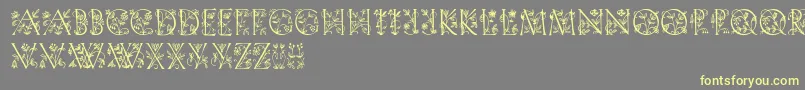Gardendisplaycaps-Schriftart – Gelbe Schriften auf grauem Hintergrund