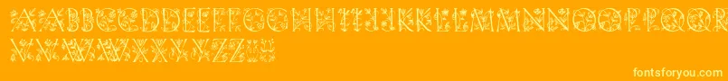 Gardendisplaycaps-Schriftart – Gelbe Schriften auf orangefarbenem Hintergrund