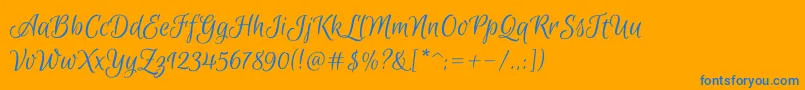 Fonte EuphoriascriptRegular – fontes azuis em um fundo laranja