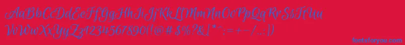 Więcej informacji o czcionce EuphoriascriptRegular Czcionka EuphoriascriptRegular – niebieskie czcionki na czerwonym tle