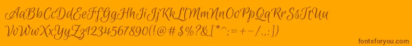 Fonte EuphoriascriptRegular – fontes marrons em um fundo laranja