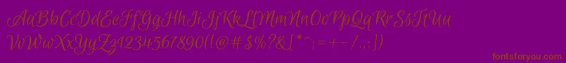フォントEuphoriascriptRegular – 紫色の背景に茶色のフォント