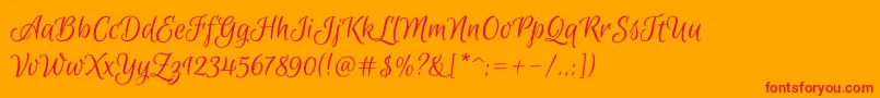 EuphoriascriptRegular Font – Red Fonts on Orange Background