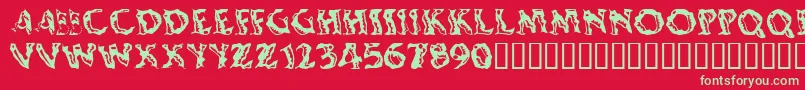フォントShakingsalsa – 赤い背景に緑の文字
