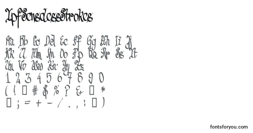 Czcionka TpfSenselessStrokes – alfabet, cyfry, specjalne znaki
