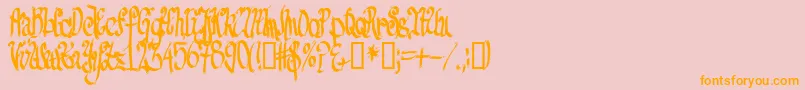 TpfSenselessStrokes-Schriftart – Orangefarbene Schriften auf rosa Hintergrund