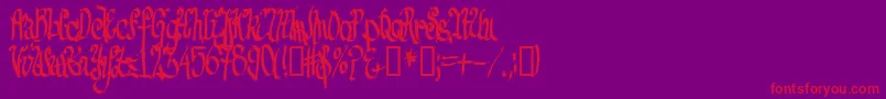 TpfSenselessStrokes-Schriftart – Rote Schriften auf violettem Hintergrund