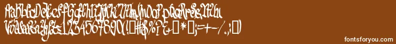 フォントTpfSenselessStrokes – 茶色の背景に白い文字