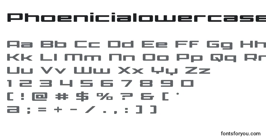 Czcionka Phoenicialowercaseexpand – alfabet, cyfry, specjalne znaki