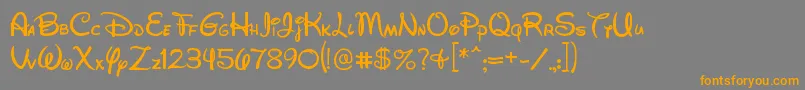 フォントWds052801 – オレンジの文字は灰色の背景にあります。