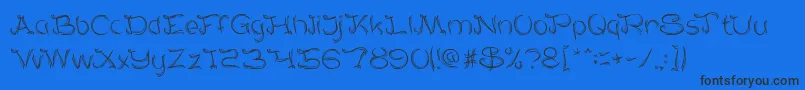 SeratKayu-Schriftart – Schwarze Schriften auf blauem Hintergrund