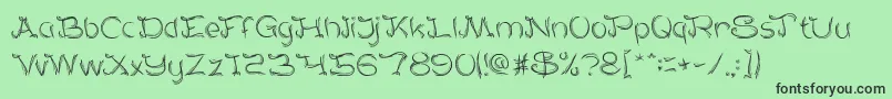 フォントSeratKayu – 緑の背景に黒い文字
