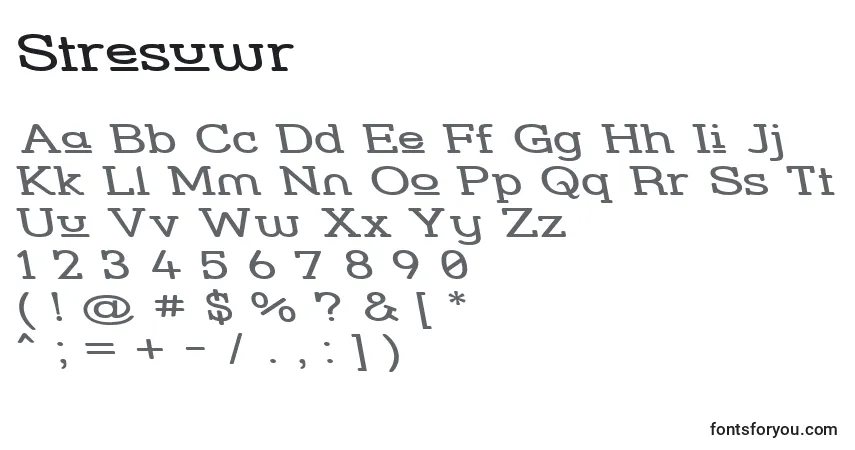 Шрифт Stresuwr – алфавит, цифры, специальные символы