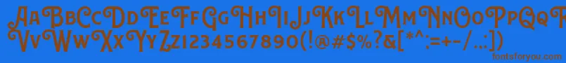 フォントCanistedemoSemibold – 茶色の文字が青い背景にあります。