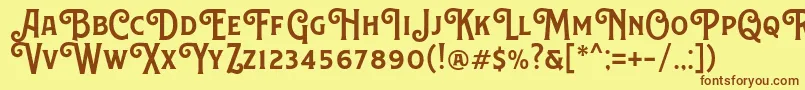 CanistedemoSemiboldフォントについての詳細 フォントCanistedemoSemibold – 茶色の文字が黄色の背景にあります。